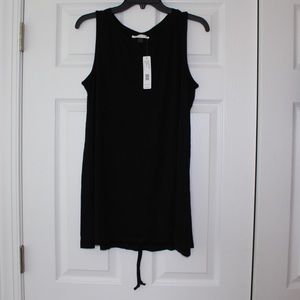 August Silk | black tied - back tunic length tank